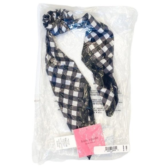KATE SPADE NEW YORK Garden Gingham Silk Convertible Hair Tie & Bandana NWT - Picture 5 of 6